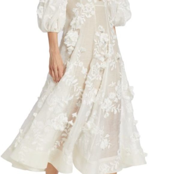 Zimmermann Postcard Appliqué Linen and Silk Dress AU 1 - Picture 6 of 11